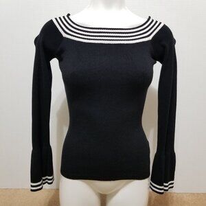 Rivars sweater Large bell sleeve boatneck bell sleeve stripes knit VINTAGE Y2K